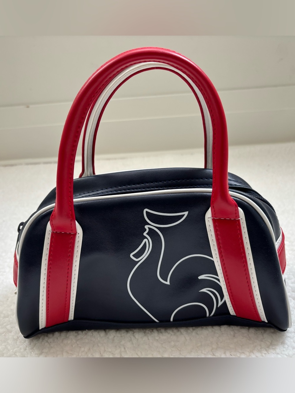 Le Coq Sportif Vintage Y2K Red and Navy Mini Bowling Handbag *RARE*